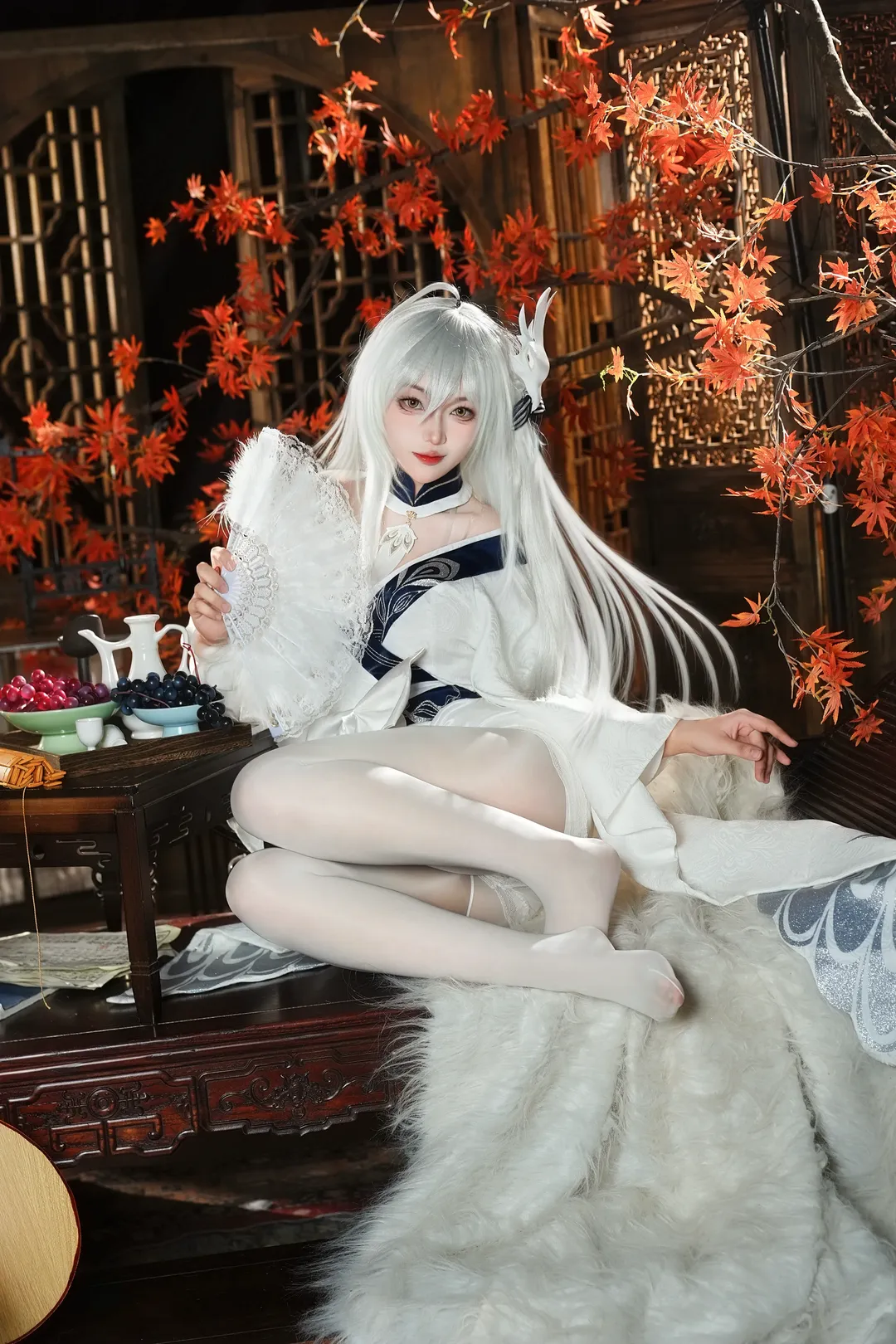 古风摄影, 碧蓝航线, 国风cosplay, 白凤cos, 白色连裤袜