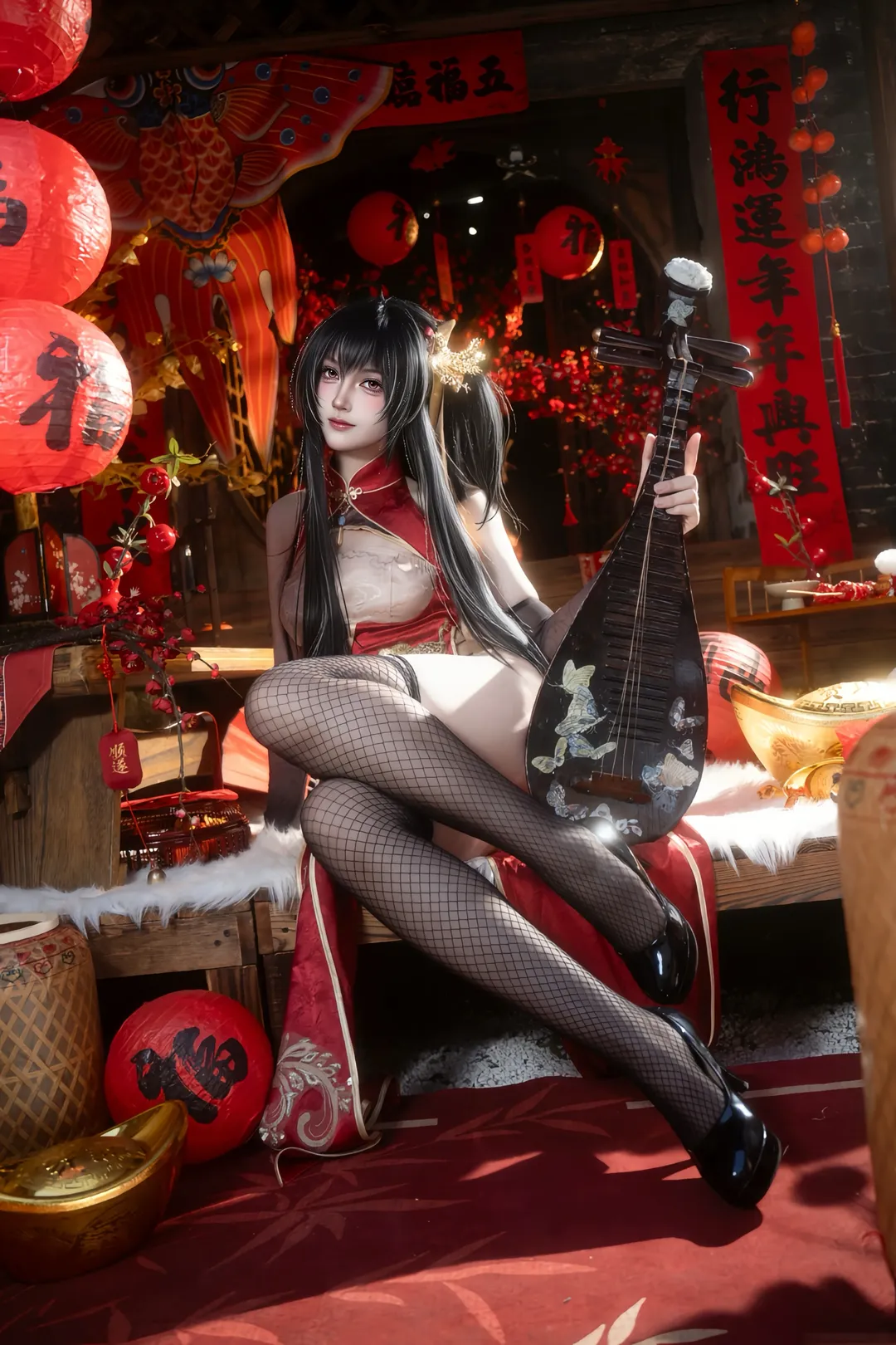 二次元摄影, 碧蓝航线, 旗袍cosplay, 大凤cos, 网袜穿搭