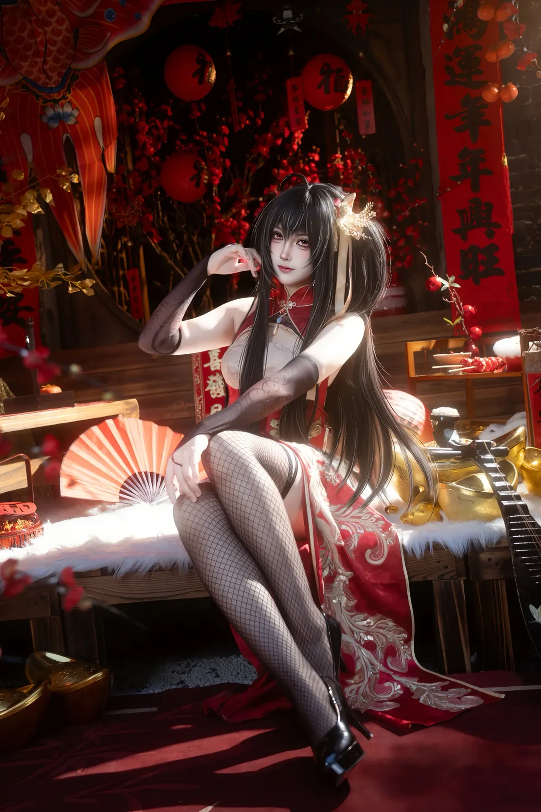 二次元攝影, 碧藍航線, 旗袍cosplay, 大鳳cos, 網襪穿搭 - 第3張