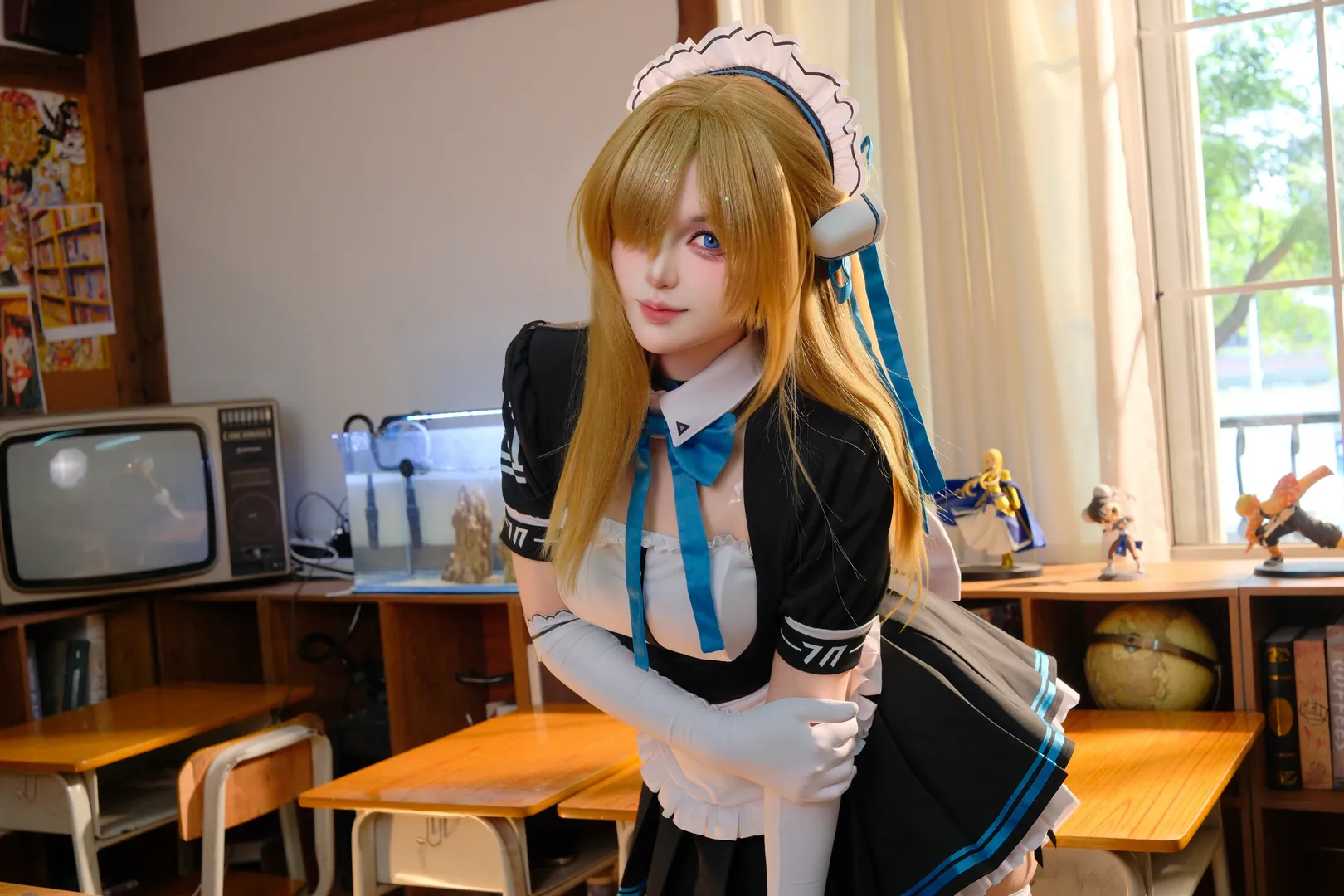 二次元摄影, 蔚蓝档案, 校园风cosplay, 明日奈cos, 白丝女仆装 - 第2张