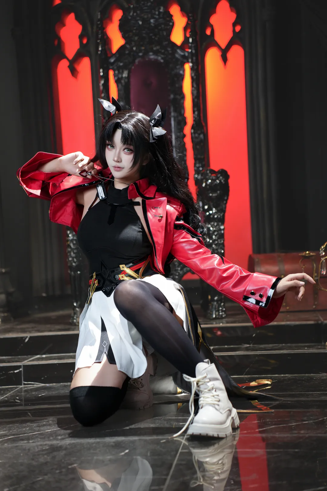 Fate, 远坂凛cos, cosplay摄影, 二次元穿搭, 红黑搭配 - 第2张