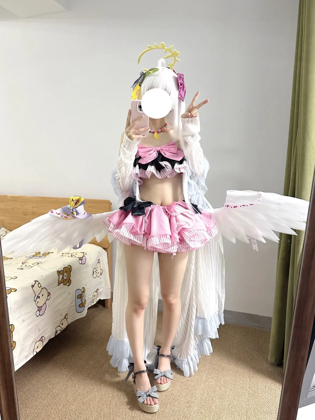 cosplay, 蔚蓝档案, 泳装, 白洲梓cos, 对镜拍