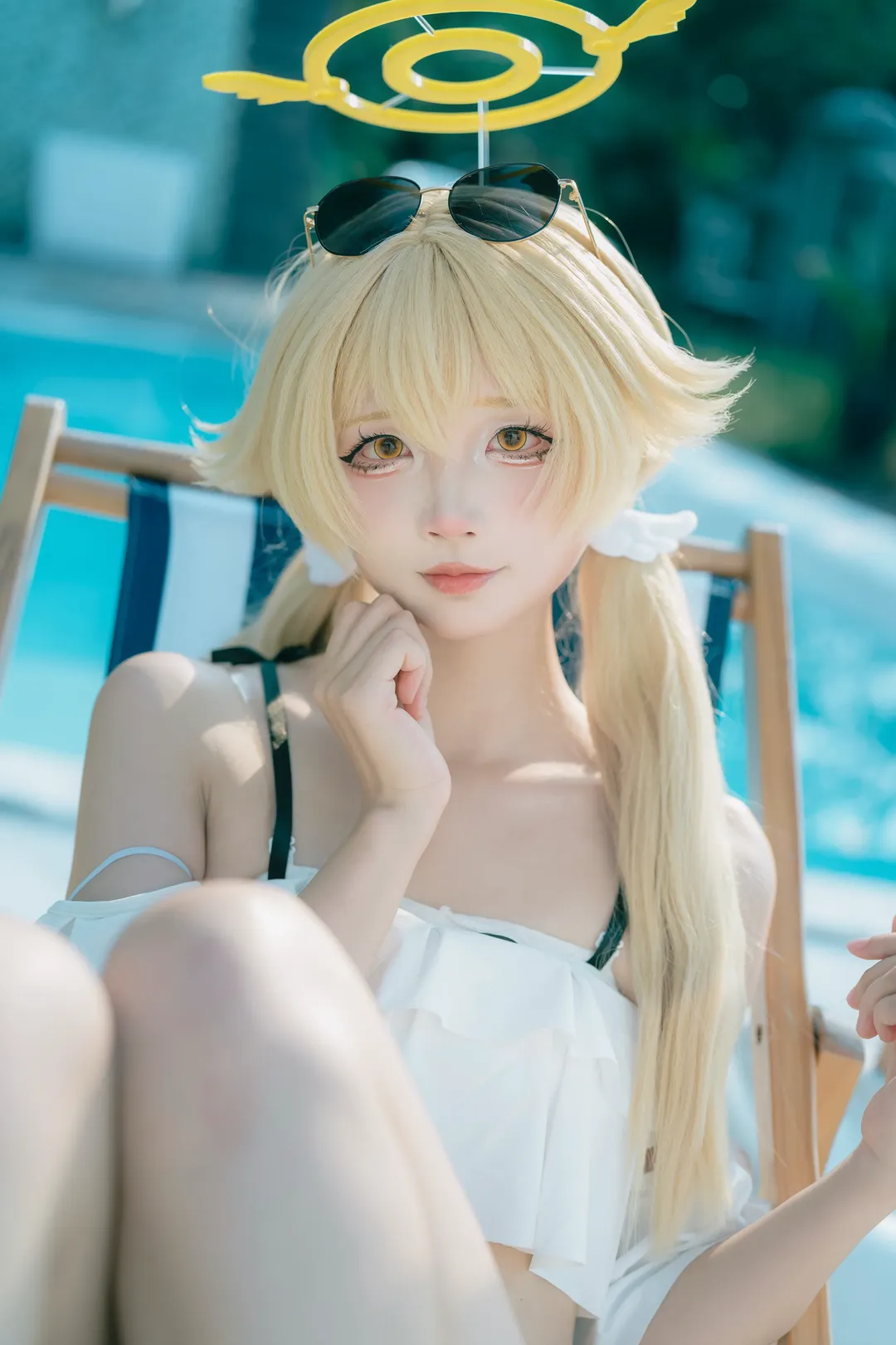 碧蓝档案, 泳装cosplay, 夏日摄影, 日富美cos, 白丝出片 - 第2张