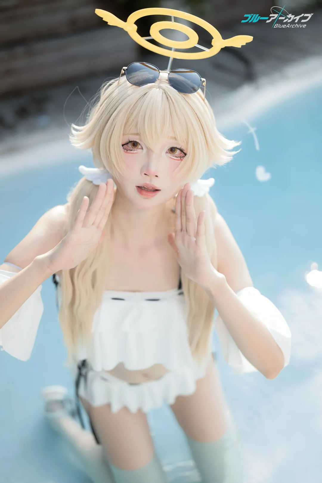 碧蓝档案, 泳装cosplay, 夏日摄影, 日富美cos, 白丝出片 - 第3张