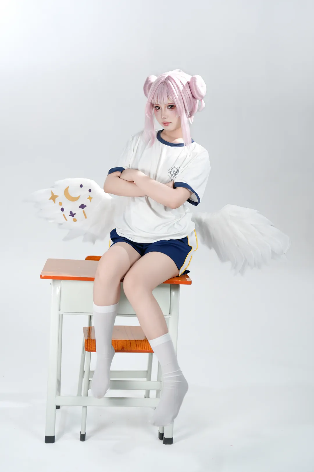 cosplay, 蔚蓝档案, 圣园未花cos, 天使翅膀, 粉发双丸子头 - 第1张