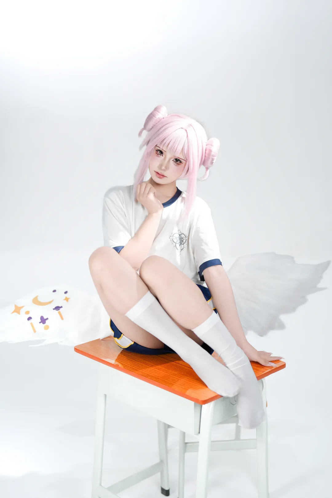 cosplay, 蔚蓝档案, 圣园未花cos, 天使翅膀, 粉发双丸子头 - 第2张