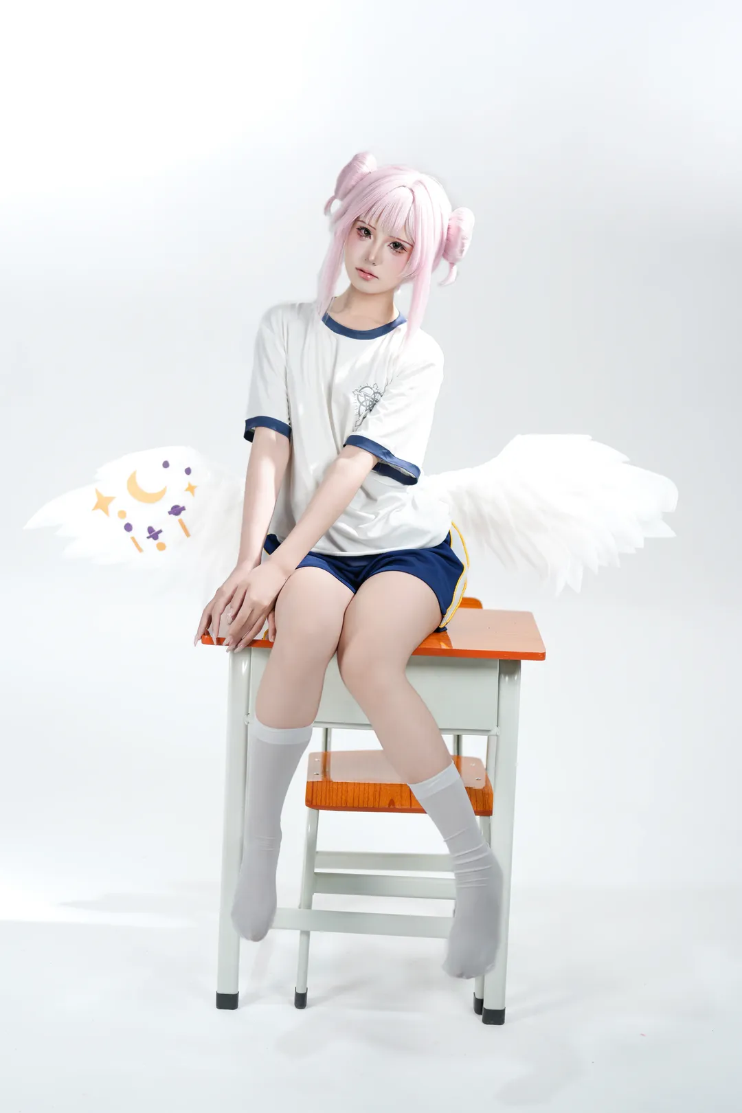 cosplay, Blue Archive, Misono Mika cosplay, Angel wings, Pink space buns