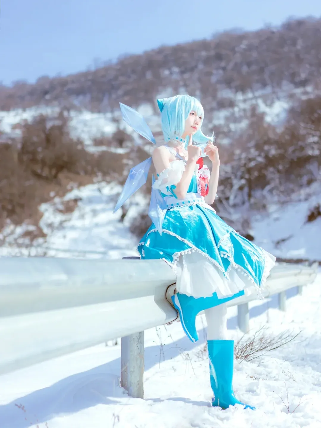 东方project, 户外摄影, 琪露诺cos, 白丝cos, 雪景cos