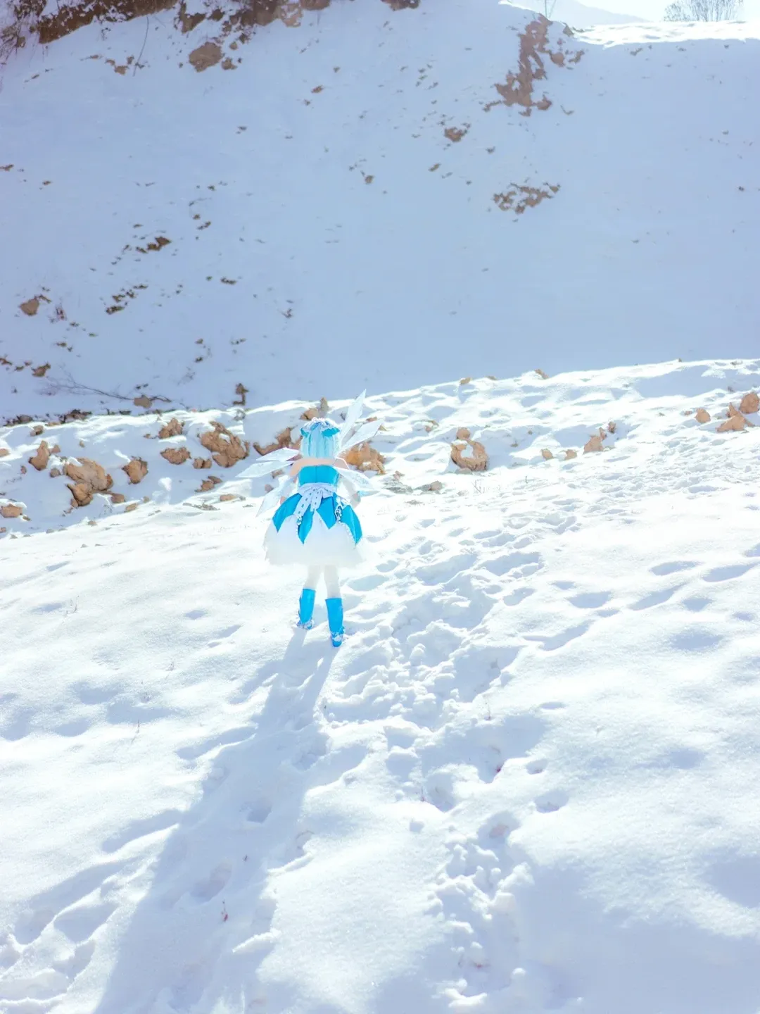 东方project, 户外摄影, 琪露诺cos, 白丝cos, 雪景cos - 第7张