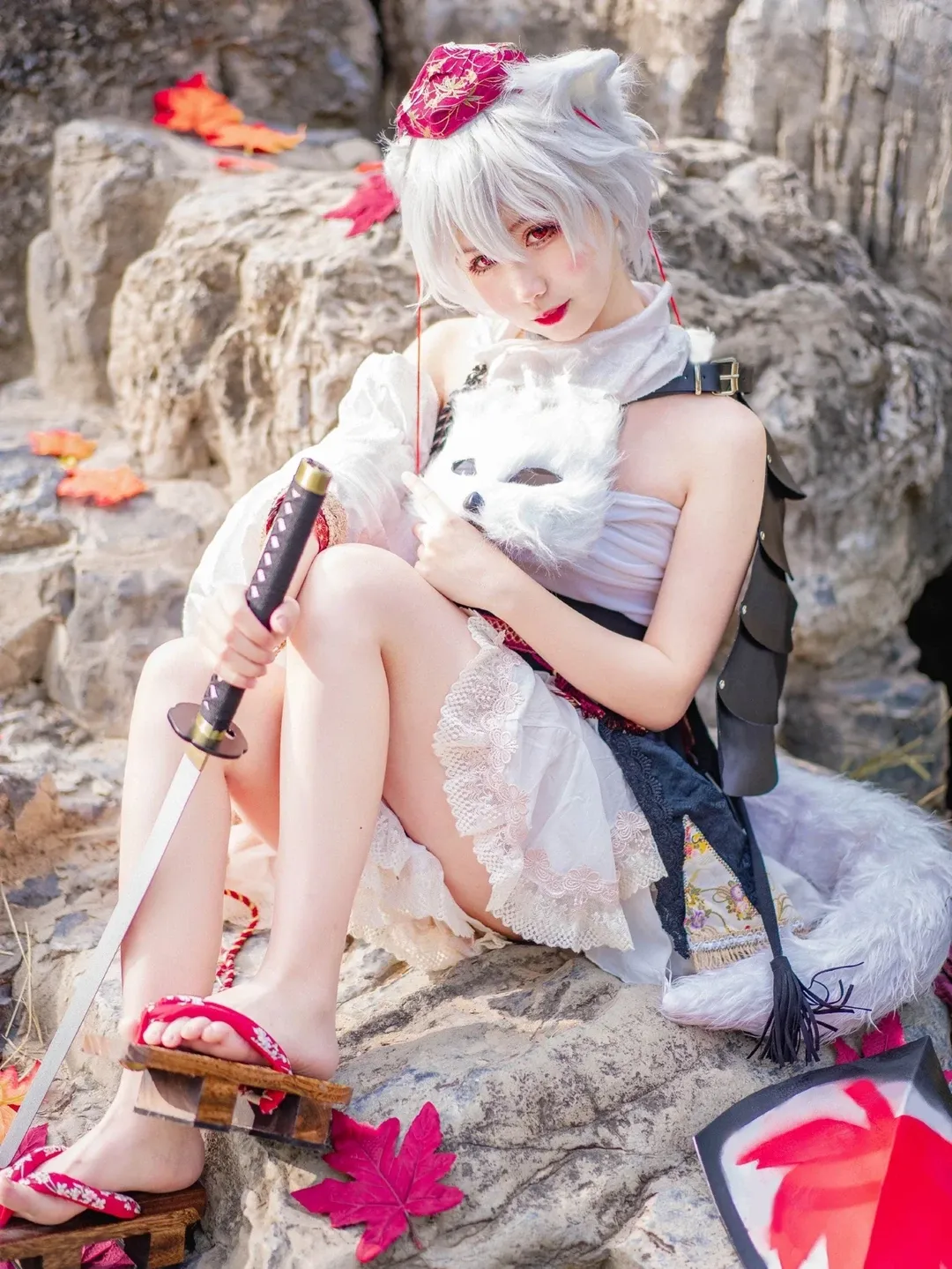东方Project, 和风服饰, 犬走椛cos, 秋日外景, 白狼天狗