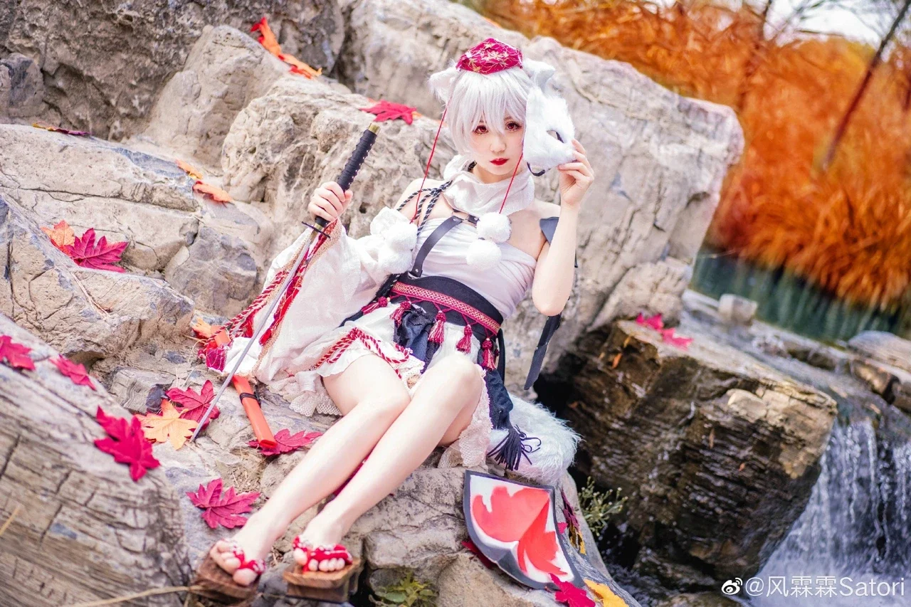 东方Project, 和风服饰, 犬走椛cos, 秋日外景, 白狼天狗 - 第4张