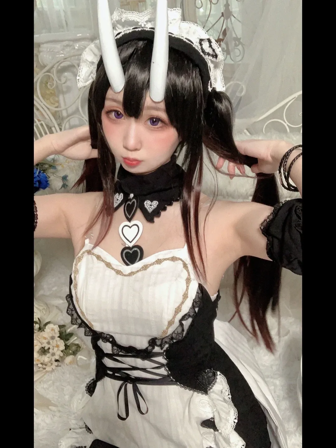 二次元摄影, 碧蓝航线, 双马尾, 黑丝穿搭, 女仆cos - 第1张