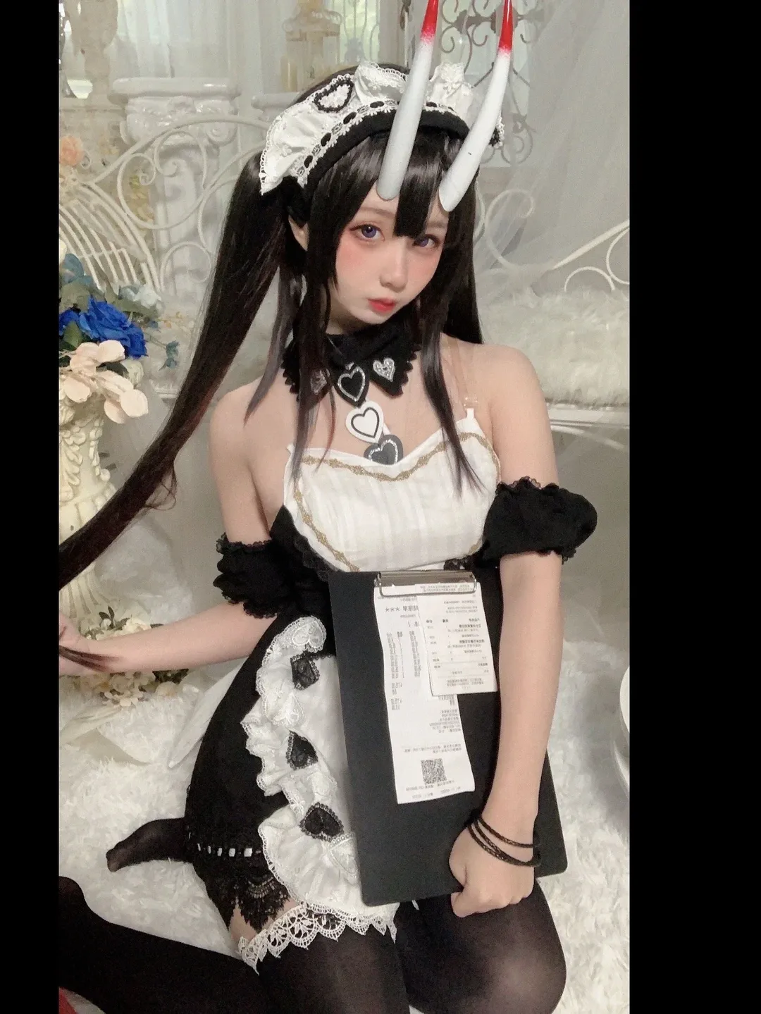二次元摄影, 碧蓝航线, 双马尾, 黑丝穿搭, 女仆cos