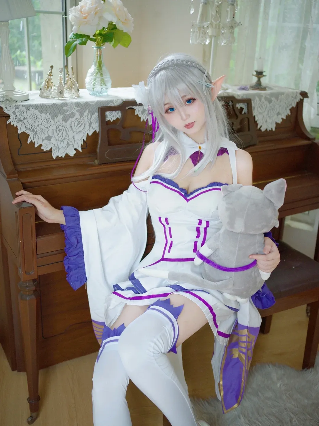 从零开始的异世界生活, 艾米莉亚cos, cosplay摄影, 精灵耳cos, 白丝cos