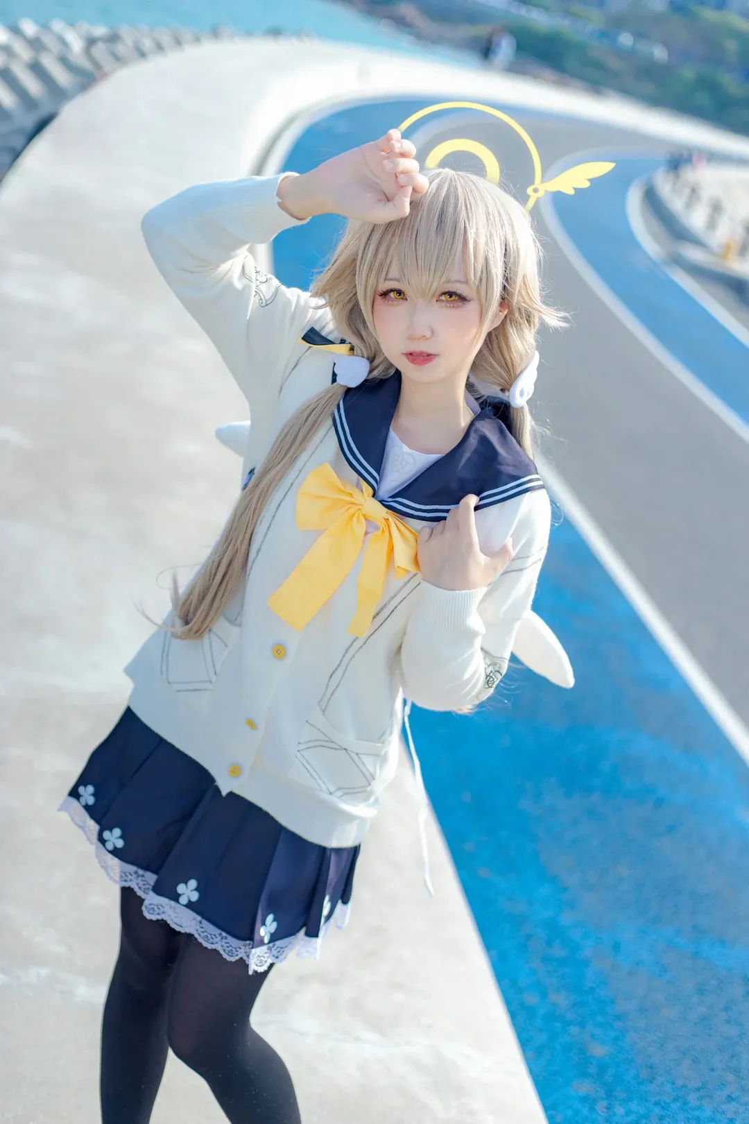蔚蓝档案, cosplay日常, 日富美cos, 黑色丝袜, 女高中生cos - 第1张