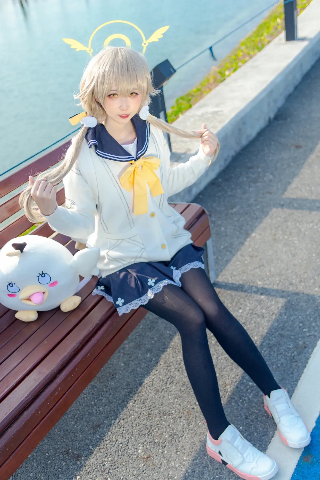 蔚蓝档案, cosplay日常, 日富美cos, 黑色丝袜, 女高中生cos