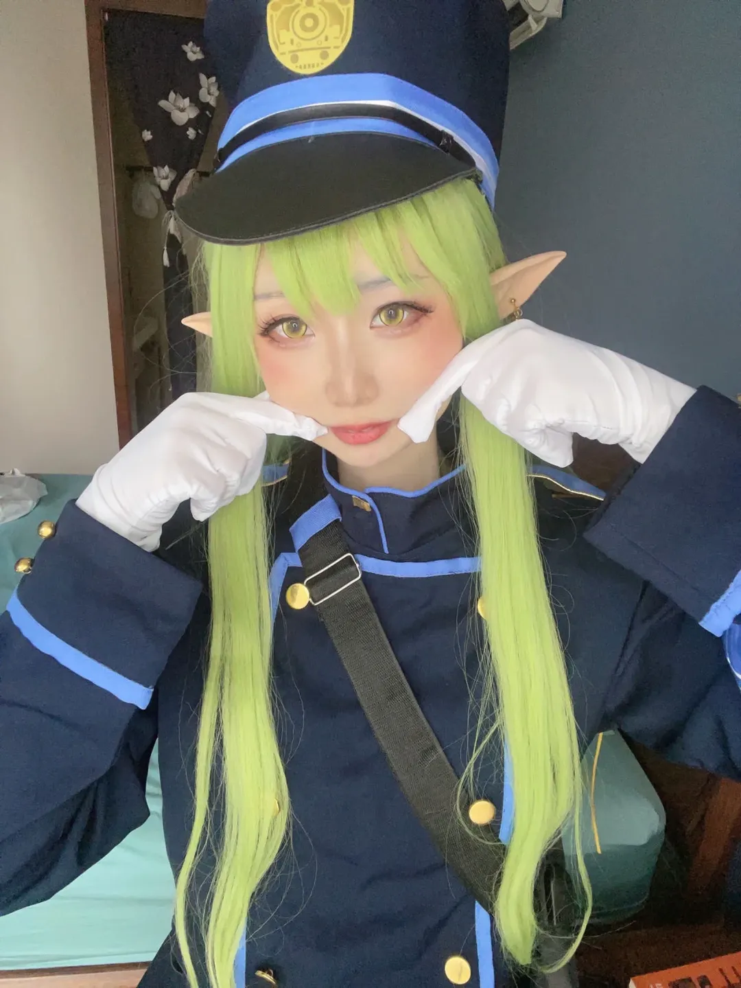 蔚蓝档案, 白丝穿搭, 二次元制服, 橘光&橘望cos, 绿发精灵耳 - 第7张