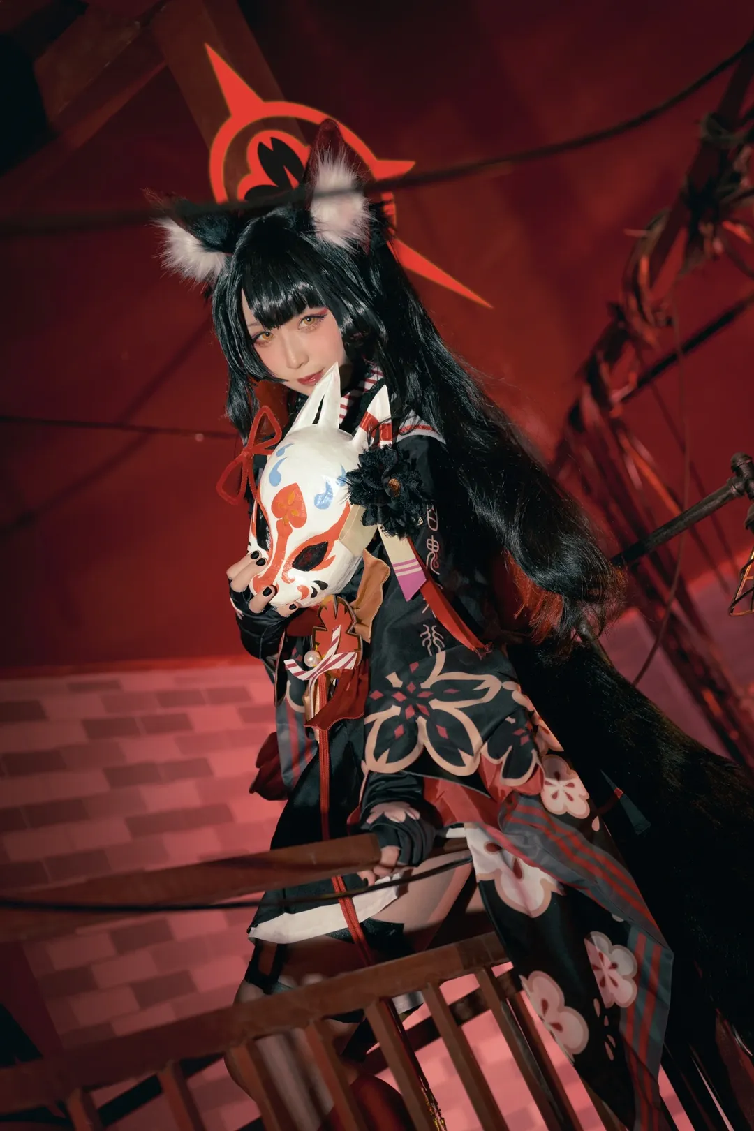 蔚蓝档案, 二次元cosplay, 若藻cos, 赛博和风穿搭, 网眼丝袜 - 第2张