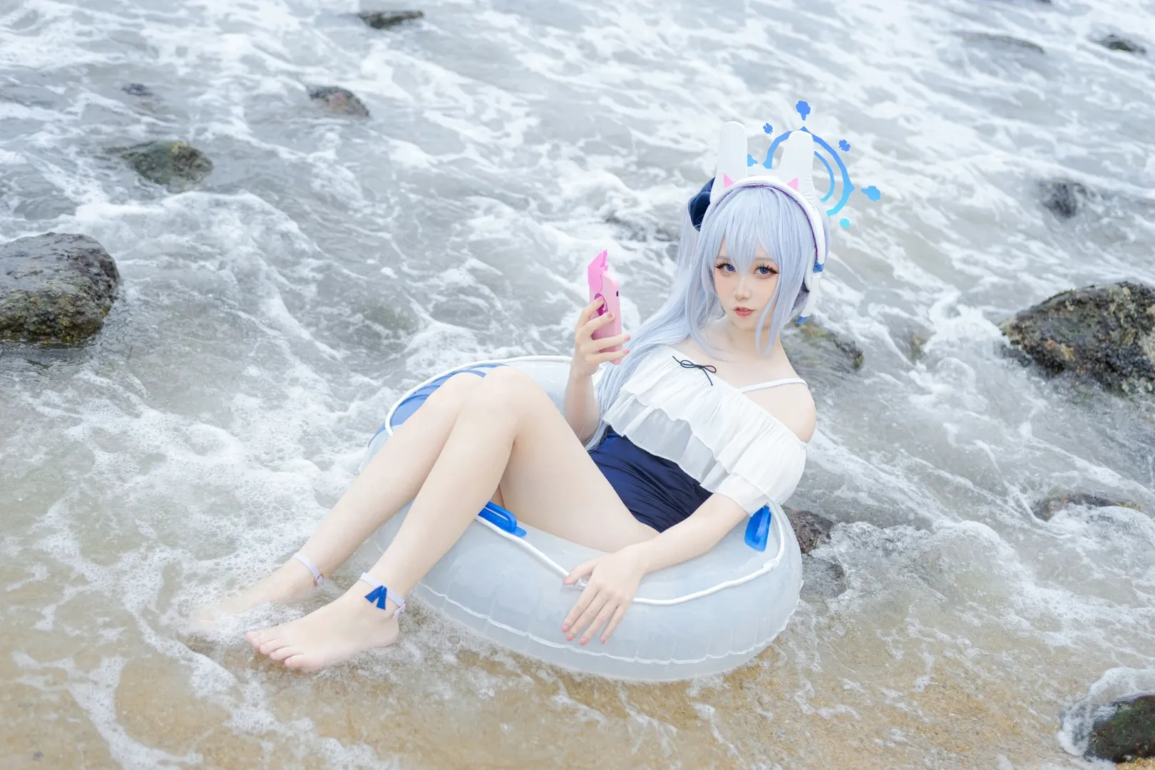 ブルーアーカイブ, 海辺の写真, コスプレ日常, 水着写真, 月雪ミヤコ（水着）コスプレ