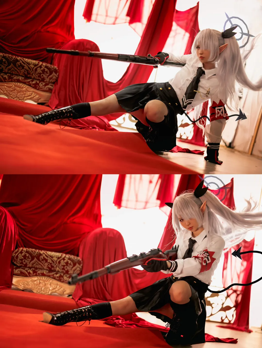 蔚蓝档案, Cosplay摄影, 风纪委员, 伊织cos, 狙击姿势 - 第1张