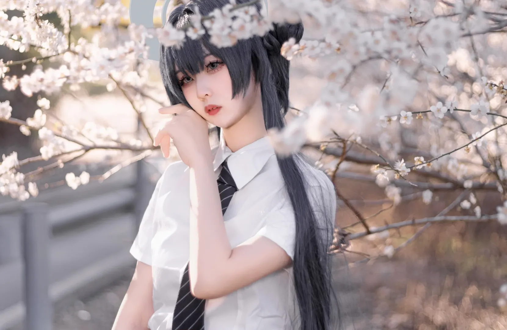 蔚蓝档案, 妃咲cos, 樱花, JK制服, 白丝 - 第2张
