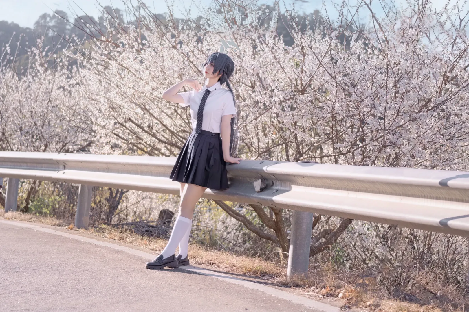 蔚蓝档案, 妃咲cos, 樱花, JK制服, 白丝