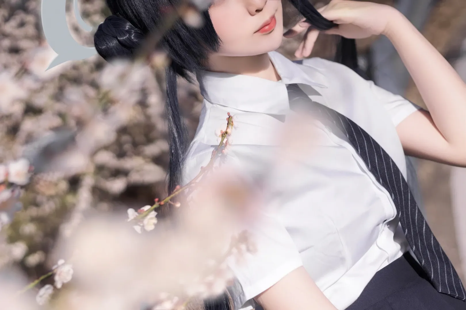蔚蓝档案, 妃咲cos, 樱花, JK制服, 白丝 - 第4张