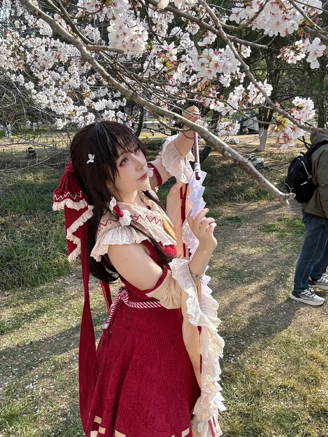 博丽灵梦cos, 东方project, 巫女服, 春日樱花, 原相机直出 - 第1张
