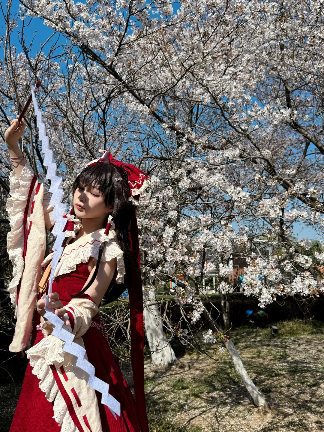 博丽灵梦cos, 东方project, 巫女服, 春日樱花, 原相机直出 - 第3张