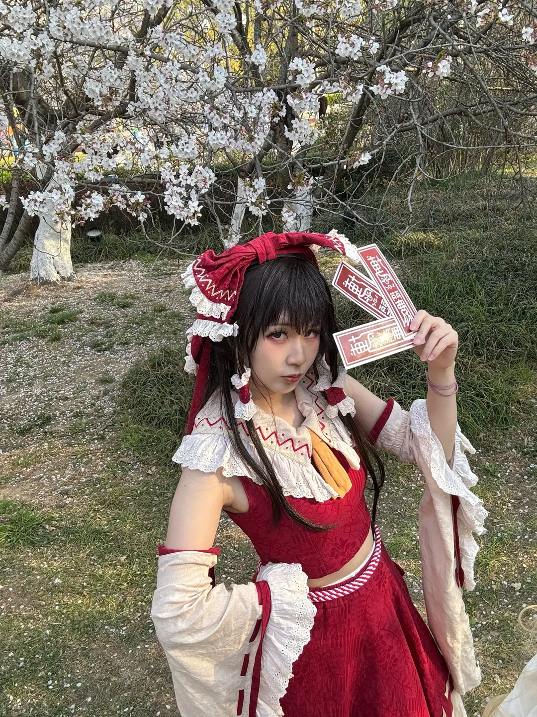 博丽灵梦cos, 东方project, 巫女服, 春日樱花, 原相机直出 - 第4张