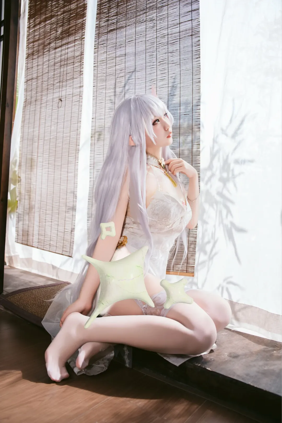 碧蓝航线, Cosplay摄影, 精灵耳, 阿尔比恩cos, 白色蕾丝 - 第1张