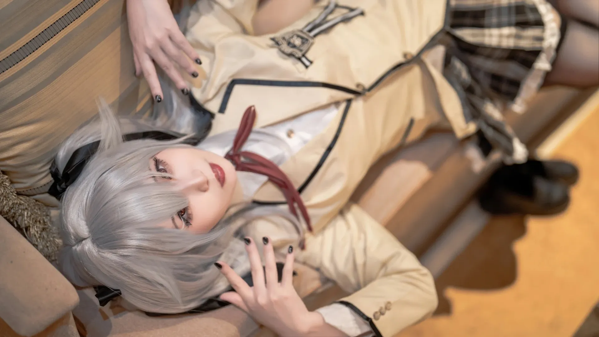 黒タイツ コーデ, 篝ノ霧枝コスプレ, 銀髪ツインテール, 学院風制服, 美少女万華鏡 - 3枚目