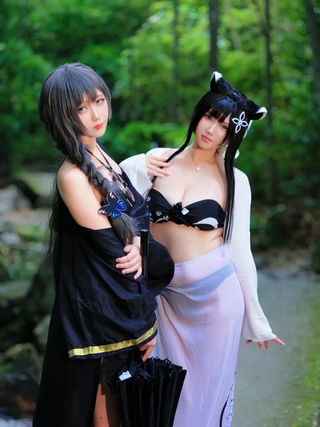 蔚蓝档案, 妃咲cos, cosplay摄影, 溪边写真, 山海经泳装 - 第2张