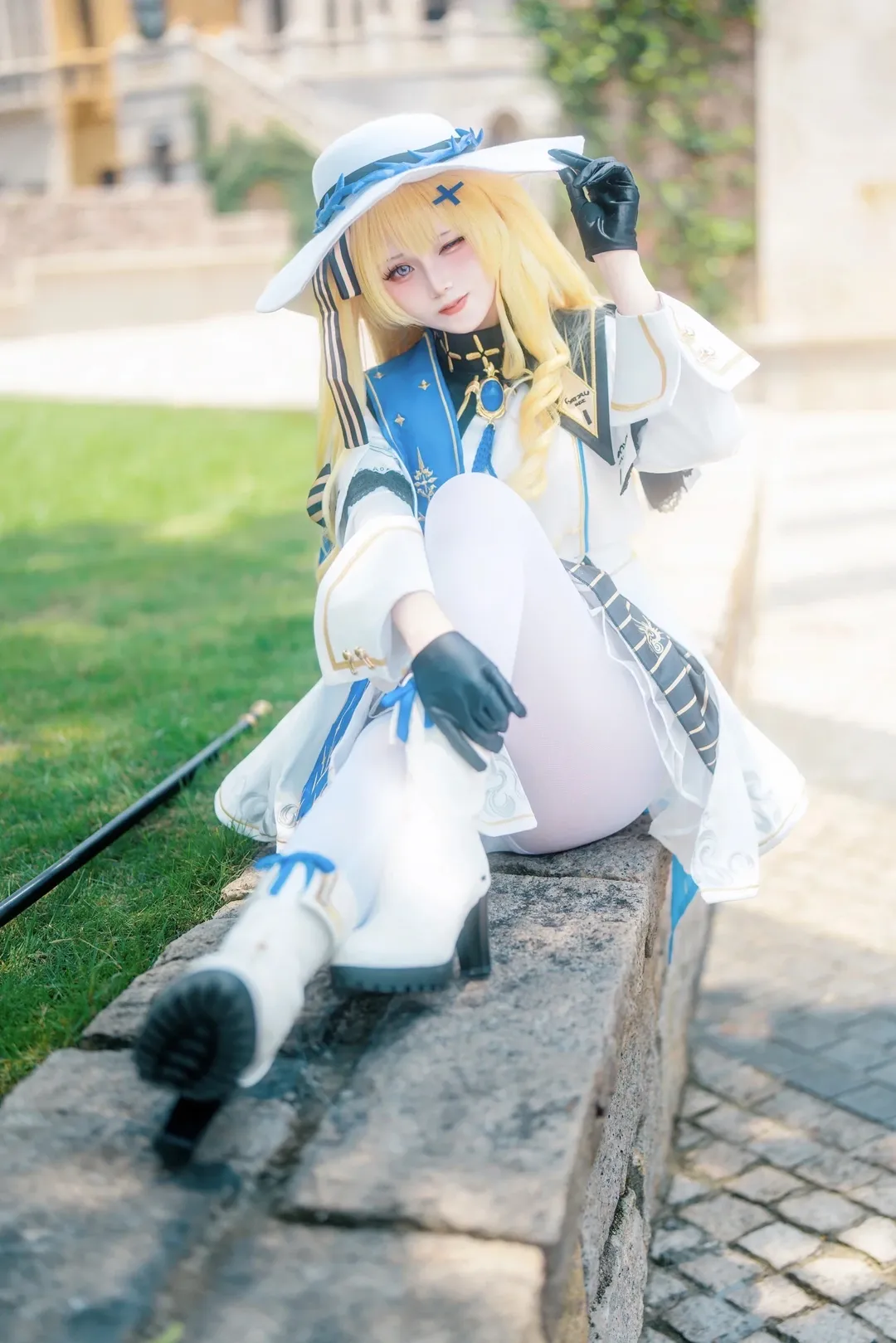 菲比cos, 鳴潮, cosplay正片, 白絲cos, 復古莊園