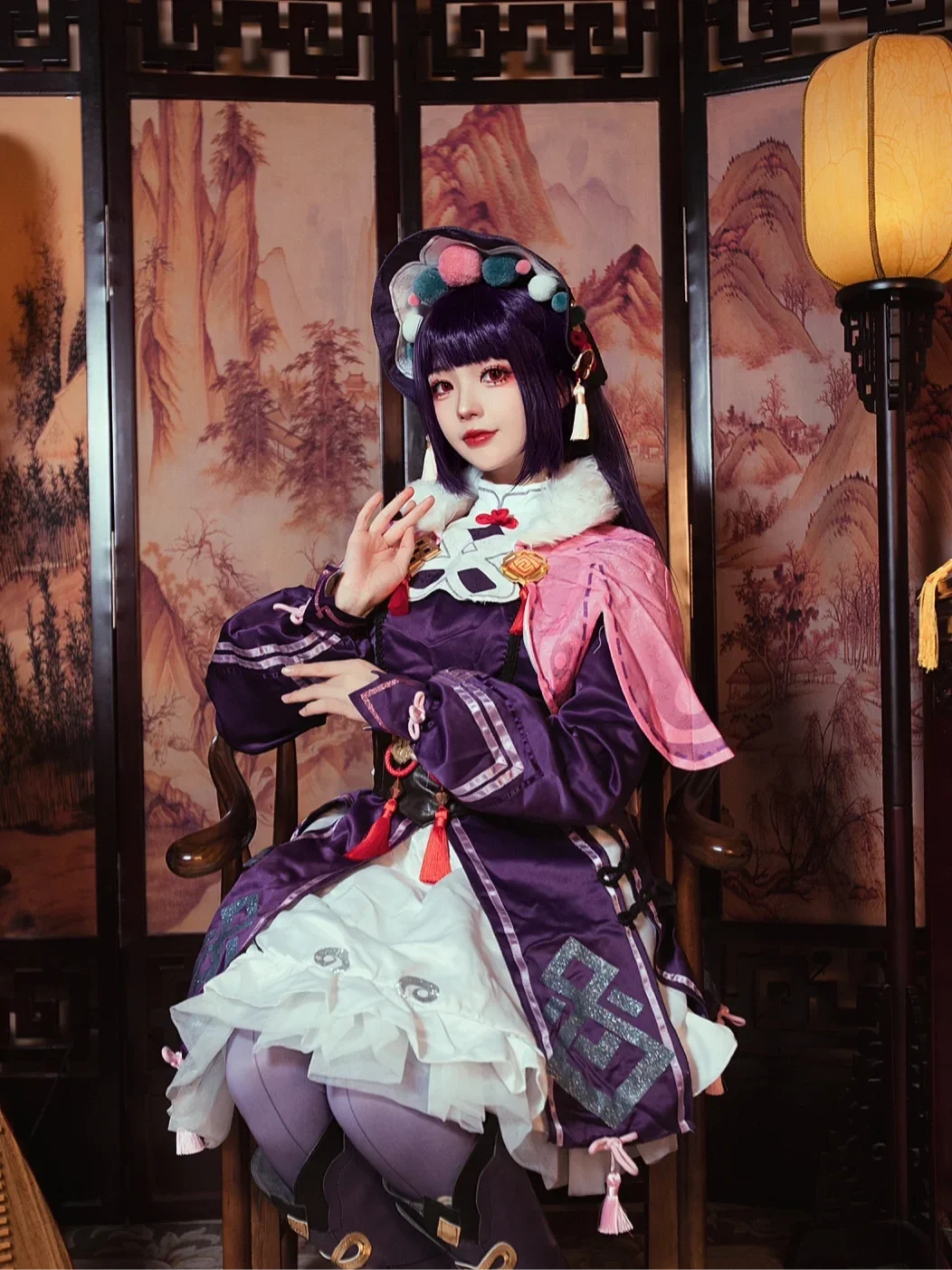 原神, 云堇cos, 国风cosplay, 紫色丝袜cos, 原神云堇