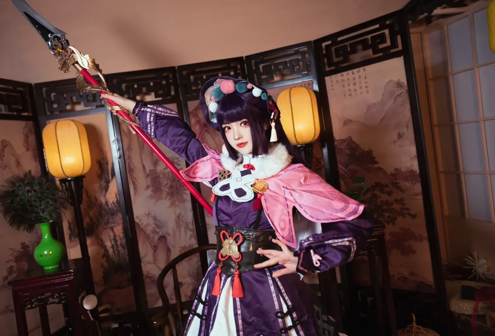 Genshin Impact, Yun Jin cosplay, Chinese-style cosplay, Purple stockings cosplay, Genshin Impact Yun Jin - Image 3
