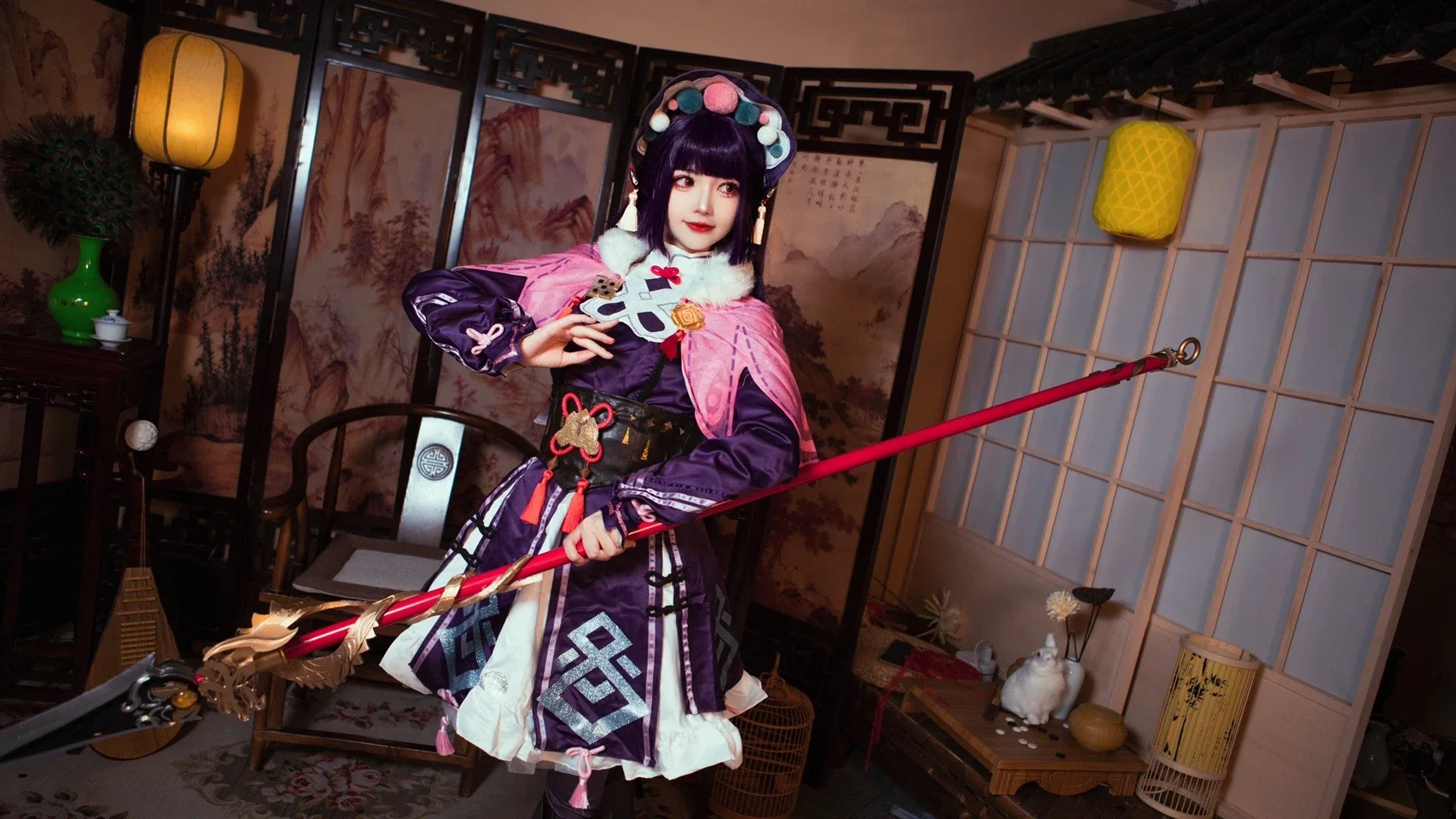 Genshin Impact, Yun Jin cosplay, Chinese-style cosplay, Purple stockings cosplay, Genshin Impact Yun Jin - Image 4