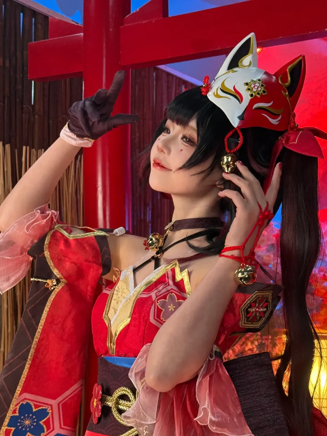 二次元撮影, 崩壊：スターレイル, 花火 コスプレ, コスプレ小道具, 狐面再現 - 2枚目