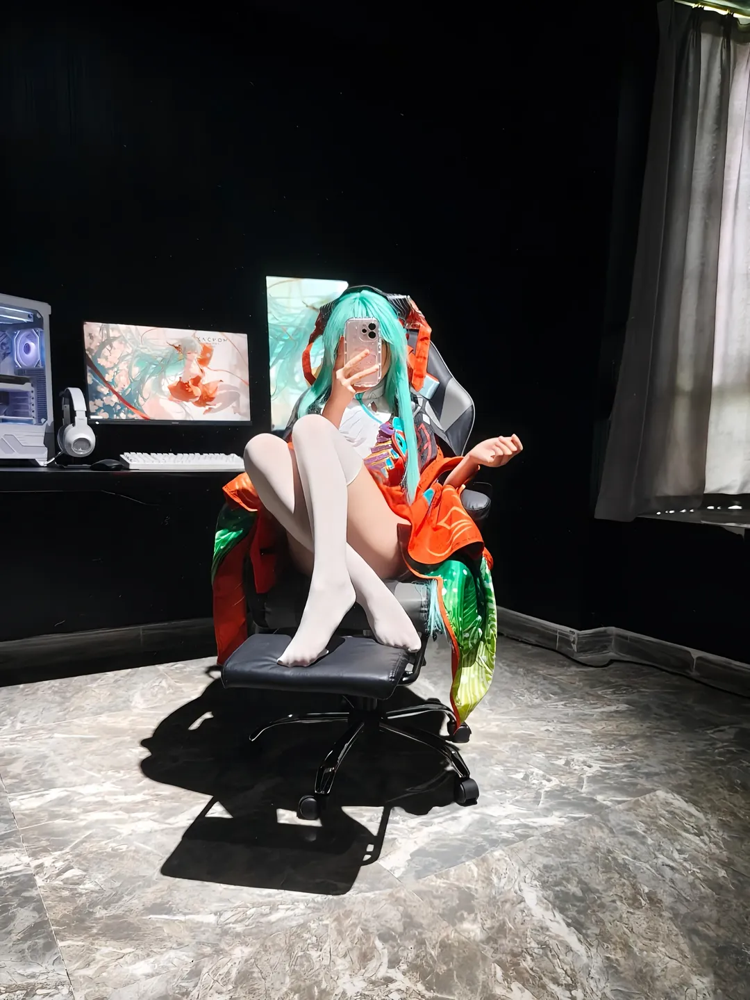 少司缘cos, 白丝, 国风cosplay, 电竞房, 硬光摄影 - 第2张