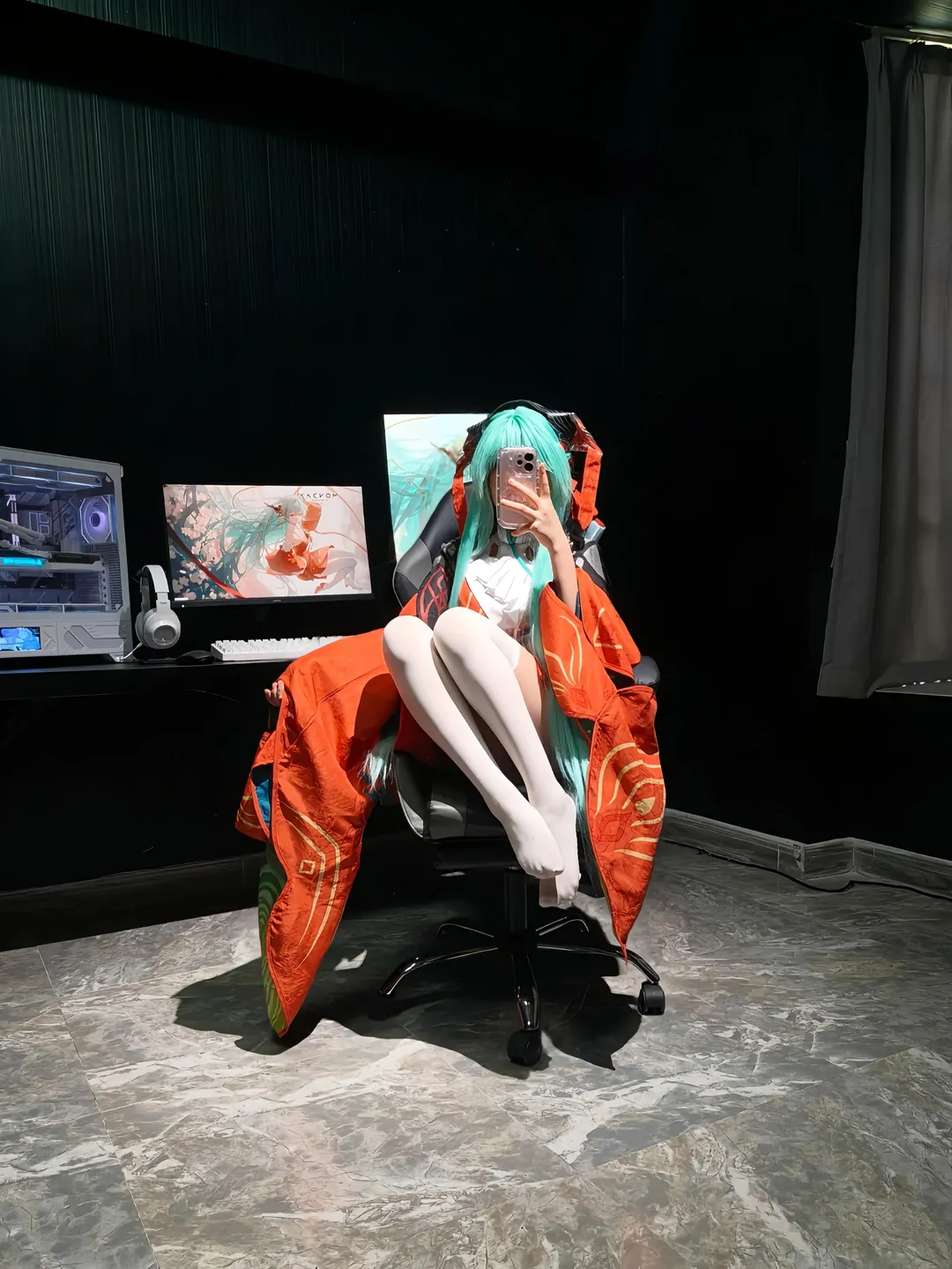 少司缘cos, 白丝, 国风cosplay, 电竞房, 硬光摄影 - 第3张