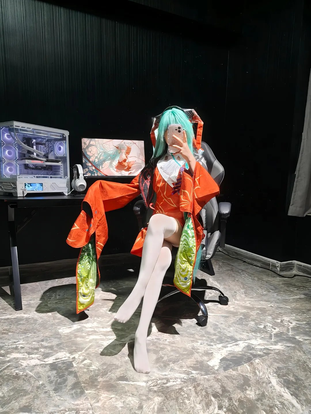 少司缘cos, 白丝, 国风cosplay, 电竞房, 硬光摄影 - 第4张