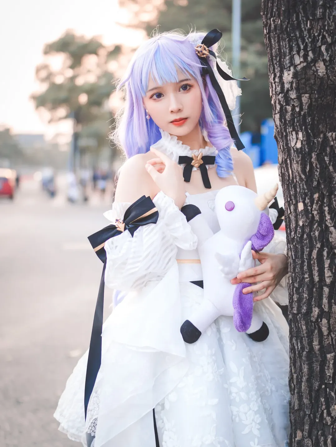 户外摄影, 二次元cosplay, 碧蓝航线cos, 白丝穿搭, 浅紫发造型 - 第3张