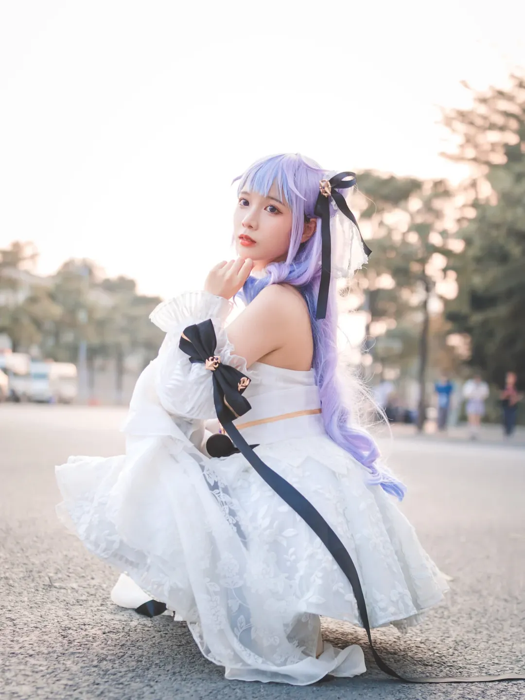 户外摄影, 二次元cosplay, 碧蓝航线cos, 白丝穿搭, 浅紫发造型 - 第4张