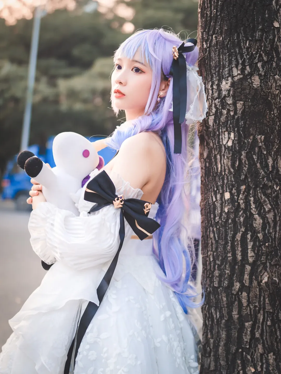 户外摄影, 二次元cosplay, 碧蓝航线cos, 白丝穿搭, 浅紫发造型 - 第5张