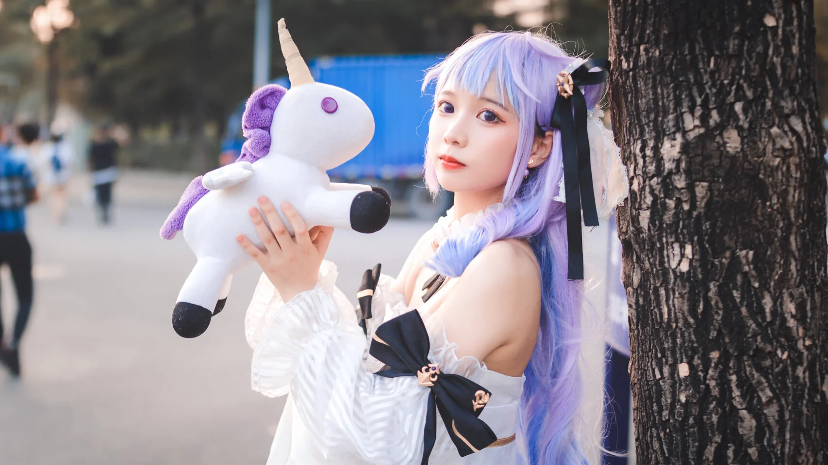 户外摄影, 二次元cosplay, 碧蓝航线cos, 白丝穿搭, 浅紫发造型 - 第7张