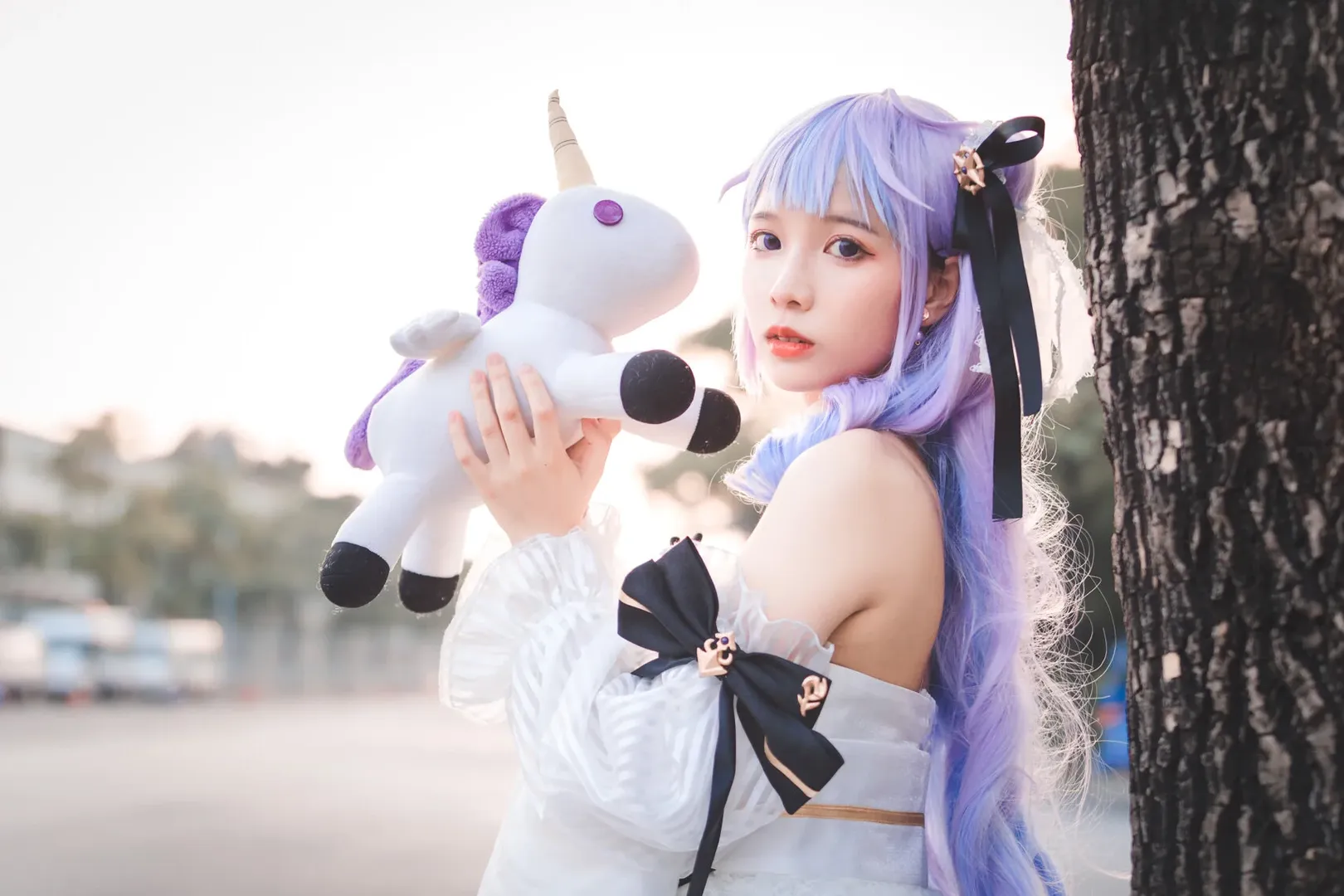 户外摄影, 二次元cosplay, 碧蓝航线cos, 白丝穿搭, 浅紫发造型 - 第8张