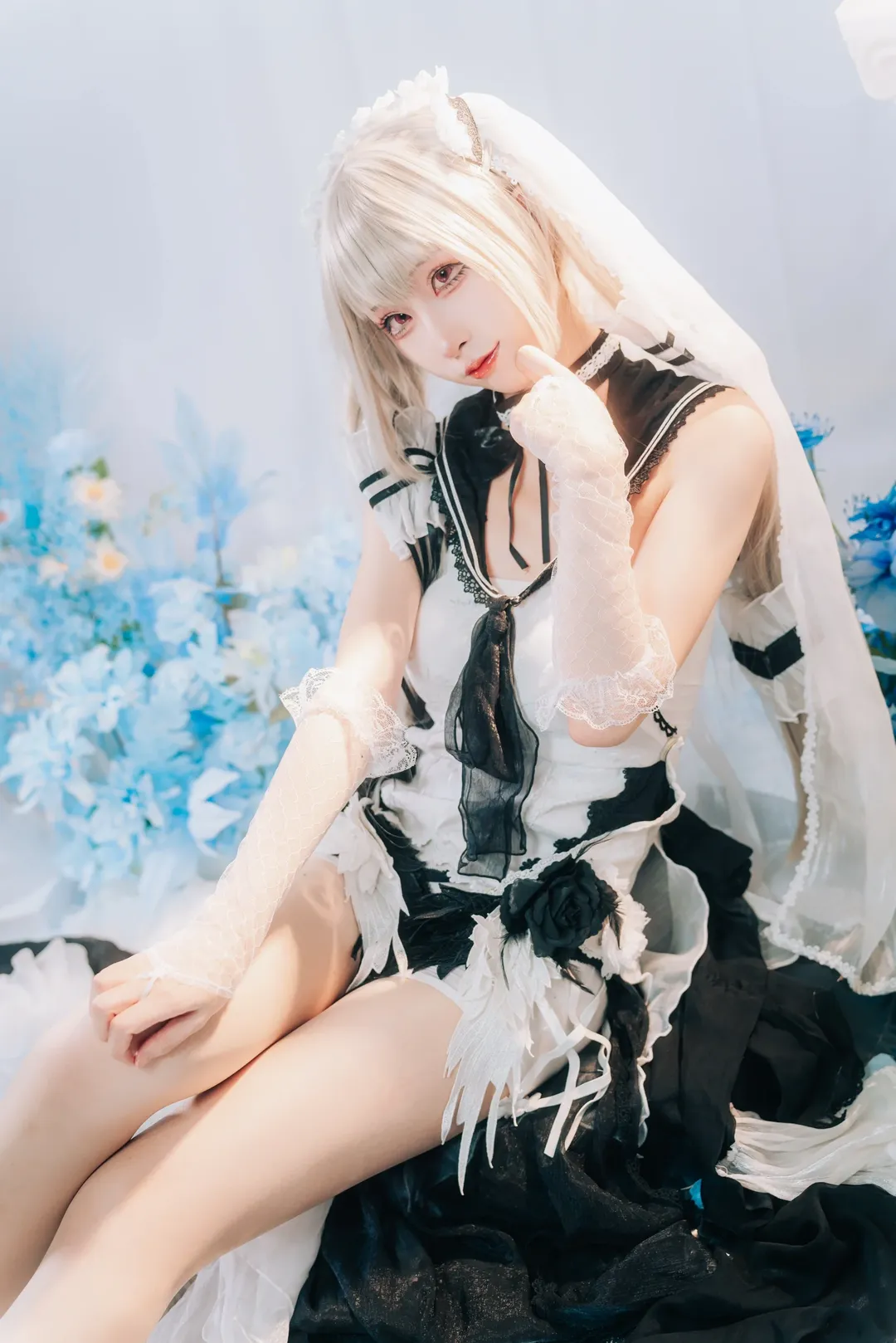 碧蓝航线, 二次元Cosplay, 可畏cos, 白丝穿搭, 黑白婚纱 - 第3张