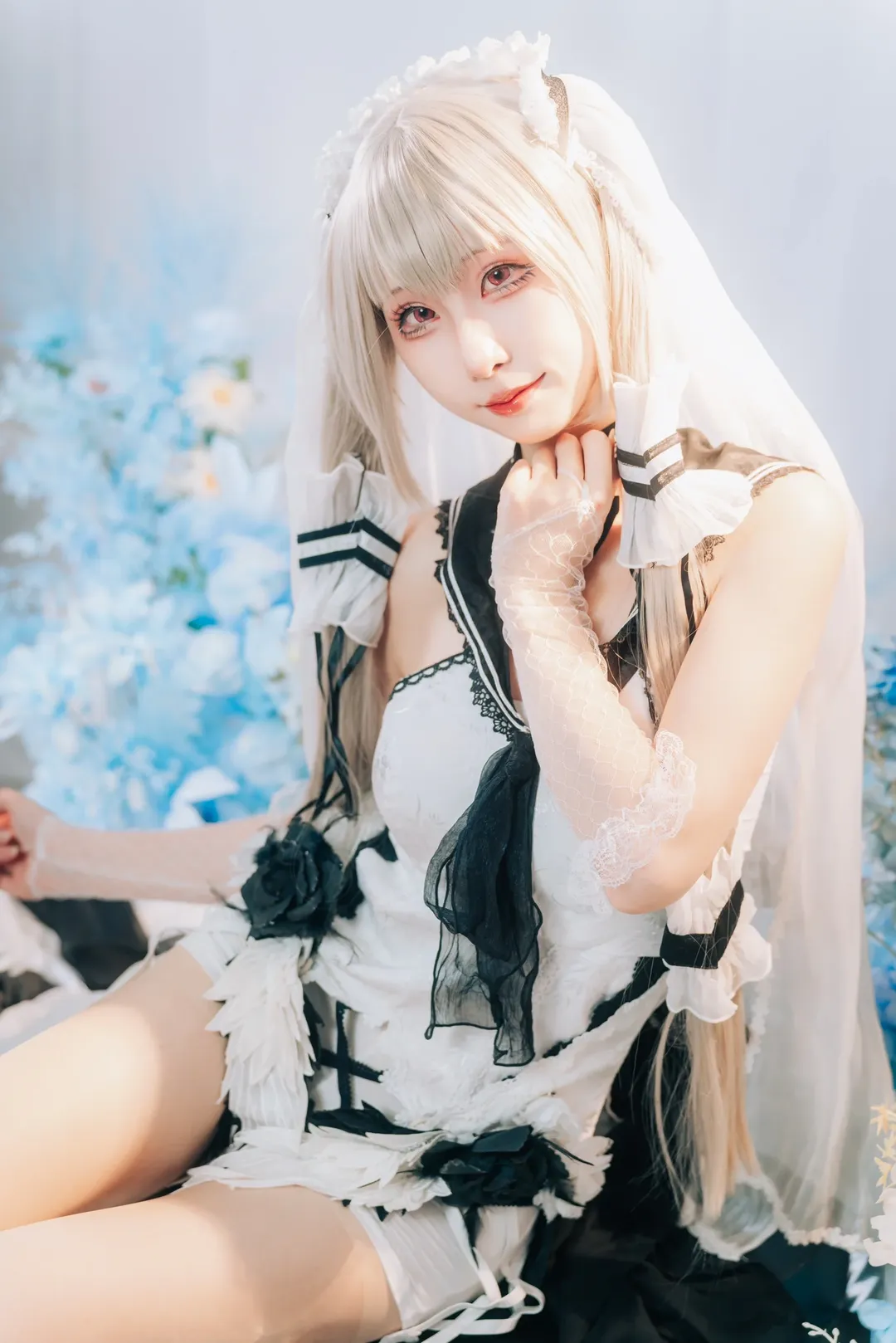 碧蓝航线, 二次元Cosplay, 可畏cos, 白丝穿搭, 黑白婚纱 - 第6张
