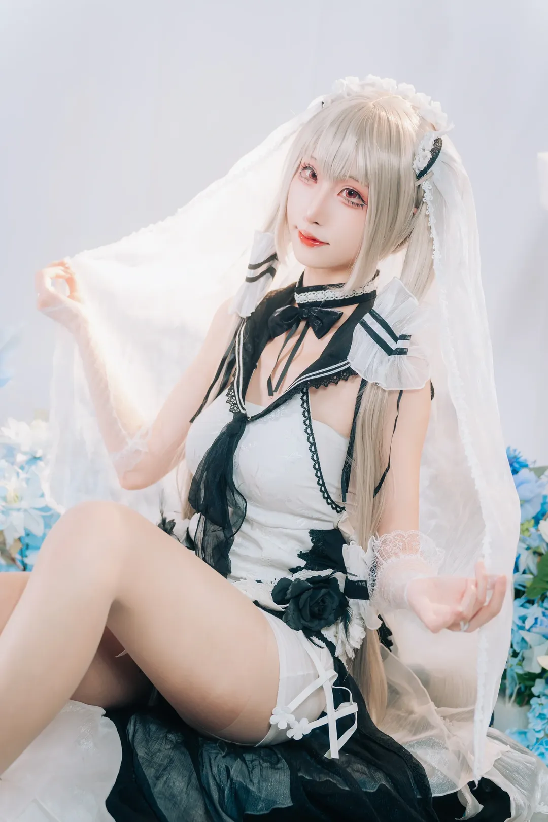 碧蓝航线, 二次元Cosplay, 可畏cos, 白丝穿搭, 黑白婚纱 - 第8张