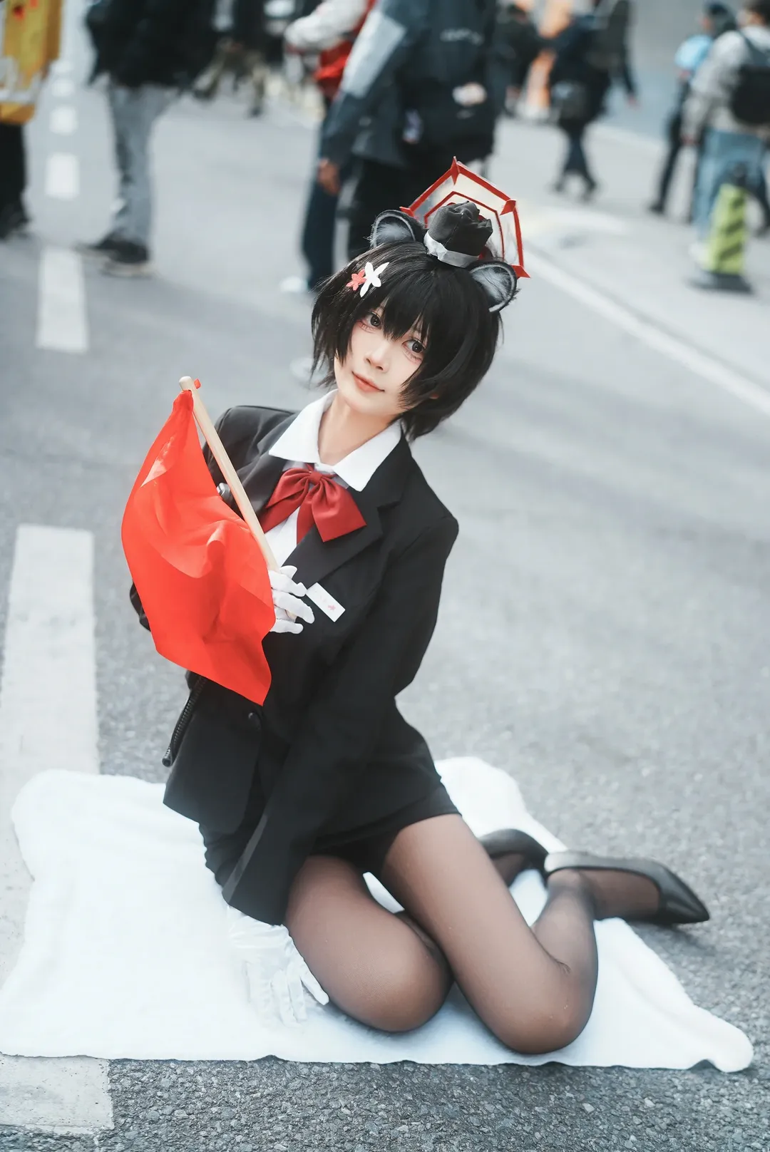 蔚蓝档案, 漫展返图, 黑丝穿搭, 春日椿cos, 制服cos - 第4张